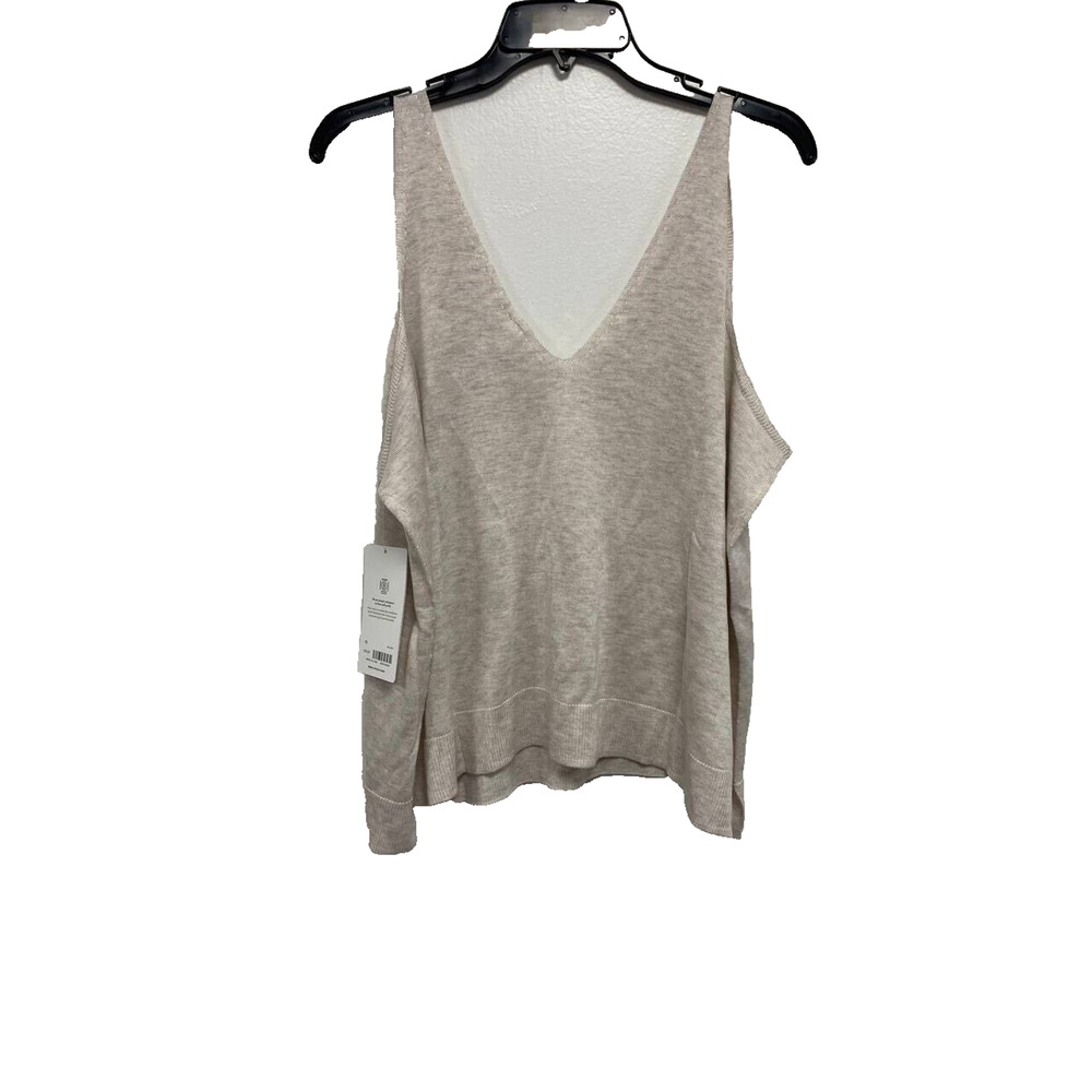 Athleta Womens Vneck Tank Top Daydream Sweater Length Beige Size 1X A000041 - Picture 2 of 9